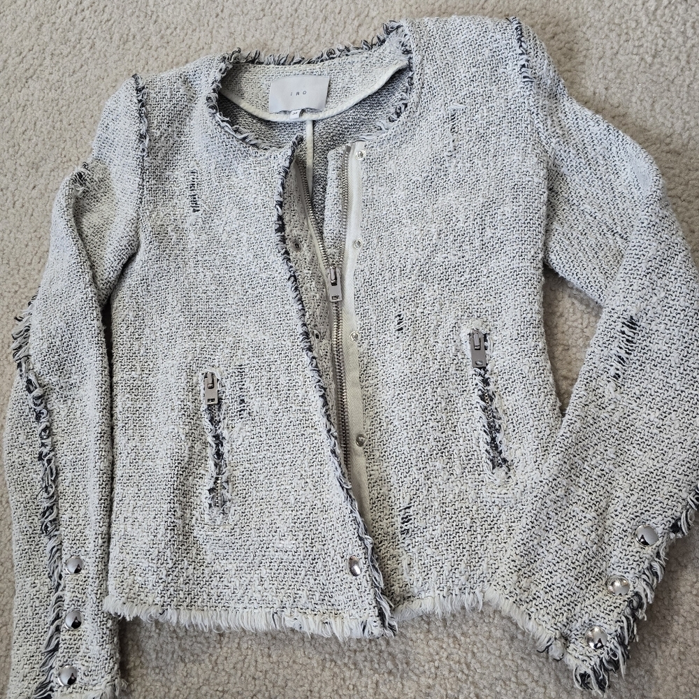 IRO Distressed "Agnette" Tweed Jacket Size EU 34 US XS SMALL - Picture 6 of 16